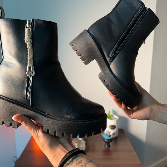 Black Ankle Boots with Zipper - Picture 3 of 6